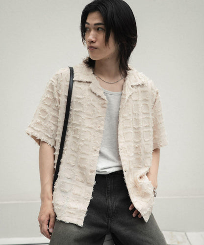 流蘇開領襯衫（五分袖）