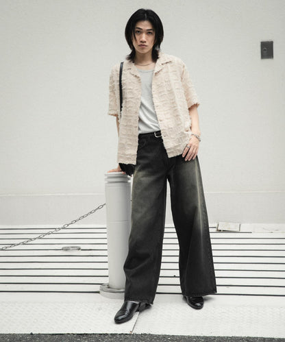 流蘇開領襯衫（五分袖）