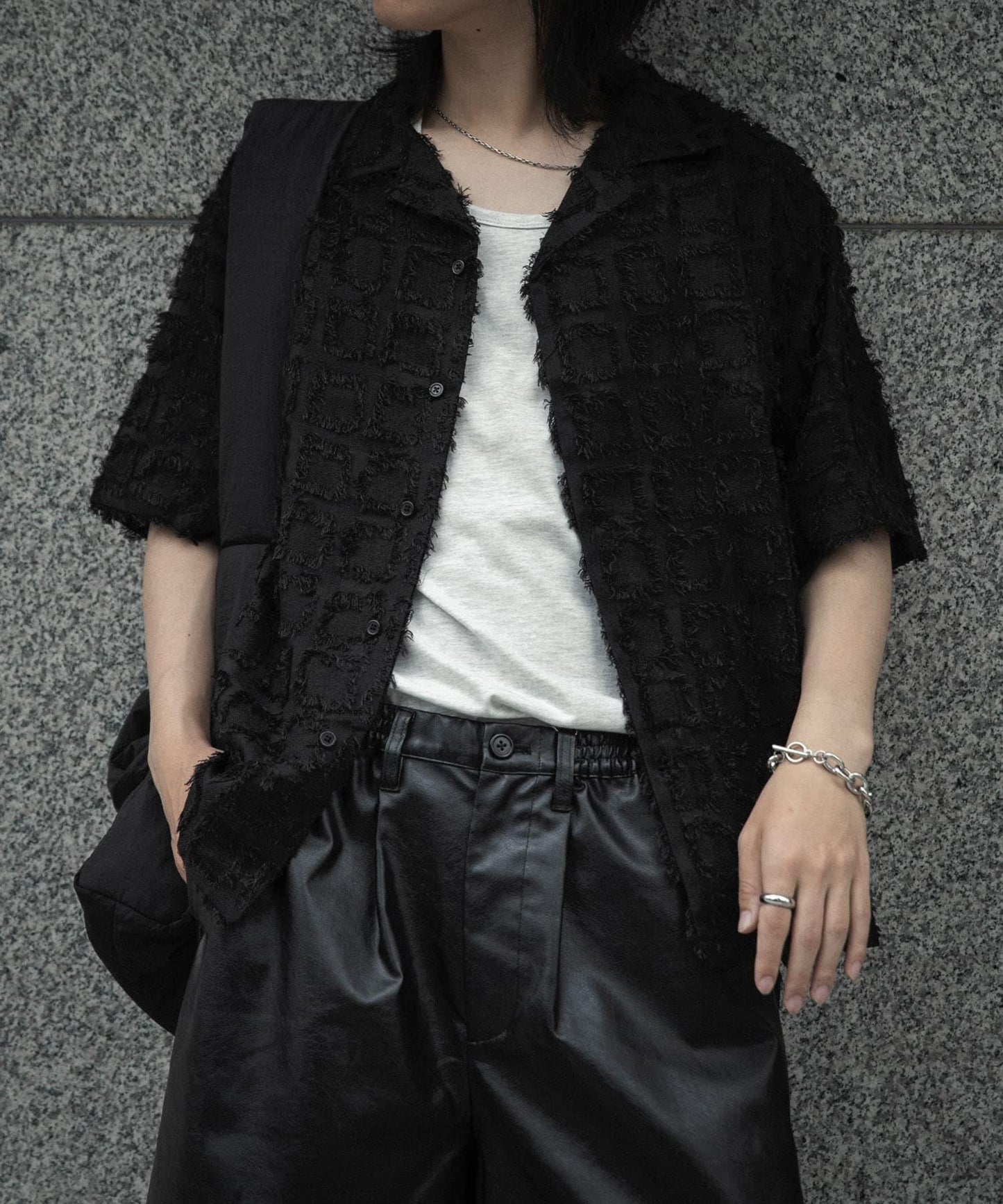 流蘇開領襯衫（五分袖）