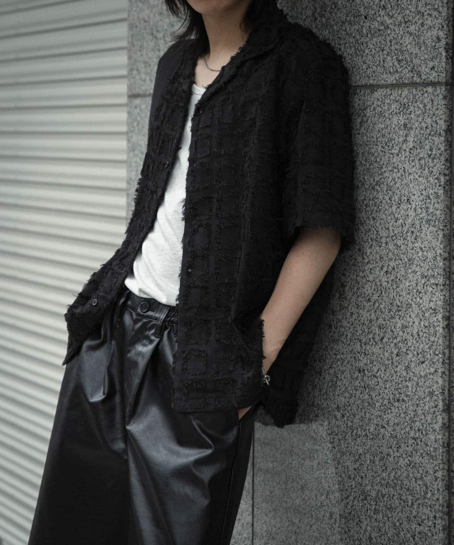 流蘇開領襯衫（五分袖）