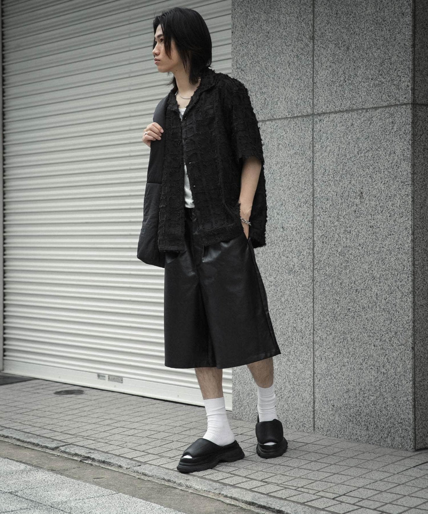 流蘇開領襯衫（五分袖）