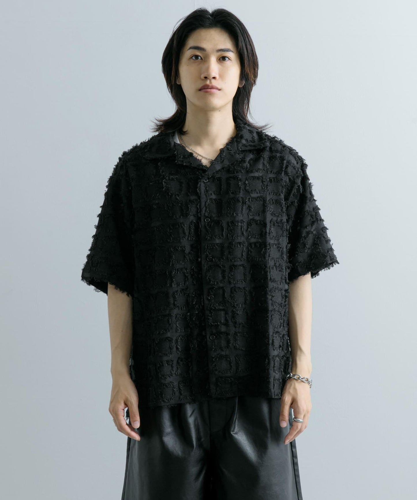 流蘇開領襯衫（五分袖）