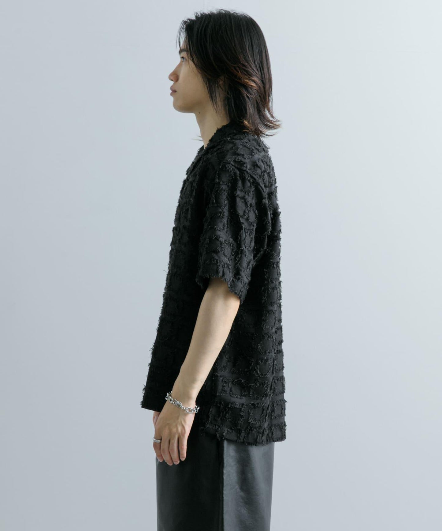 流蘇開領襯衫（五分袖）