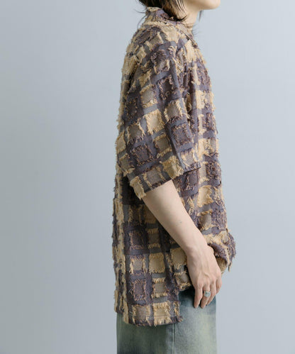 流蘇開領襯衫（五分袖）