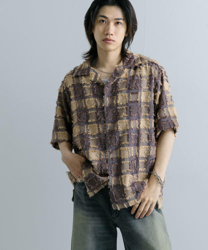 流蘇開領襯衫（五分袖）