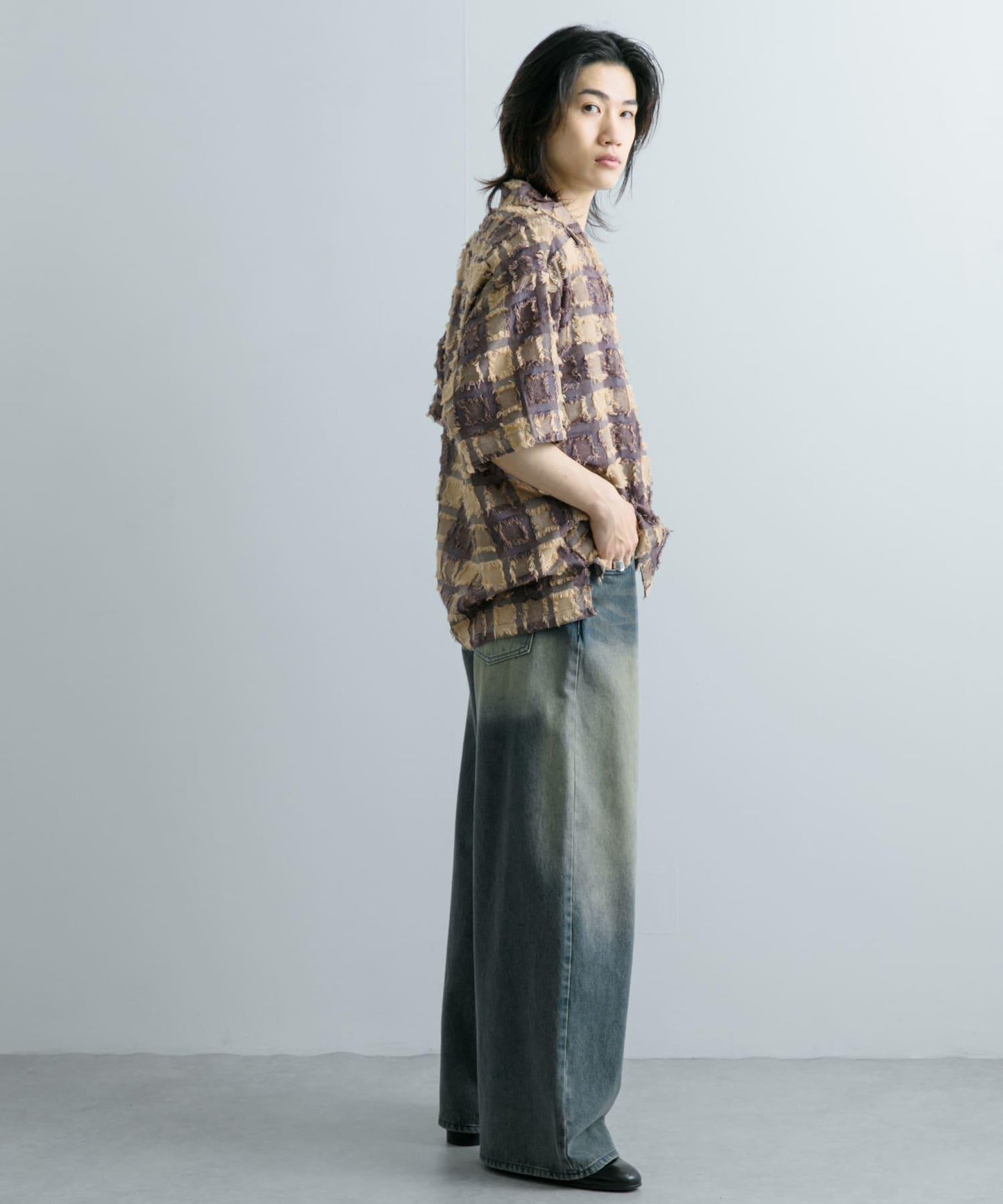 流蘇開領襯衫（五分袖）