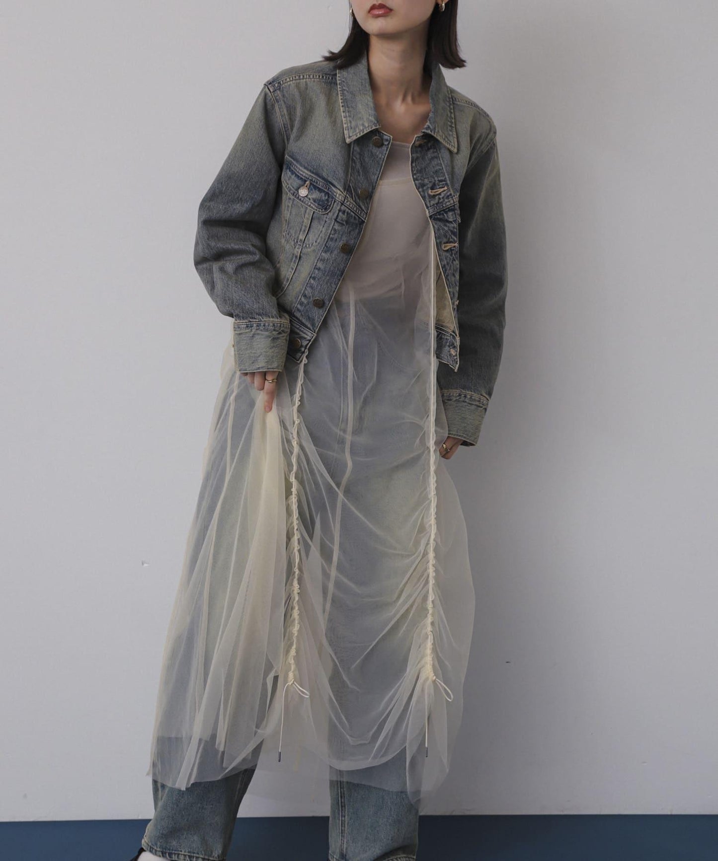 網紗疊層吊帶連衣裙