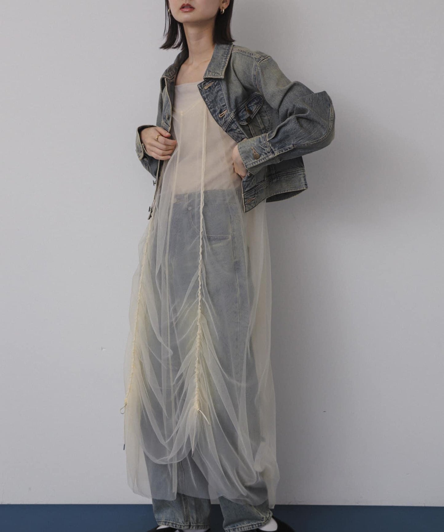 網紗疊層吊帶連衣裙