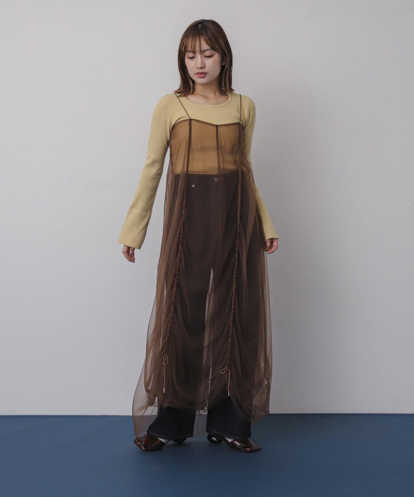 網紗疊層吊帶連衣裙