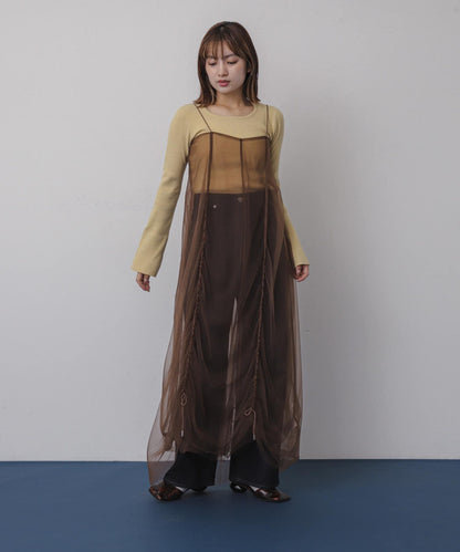 網紗疊層吊帶連衣裙