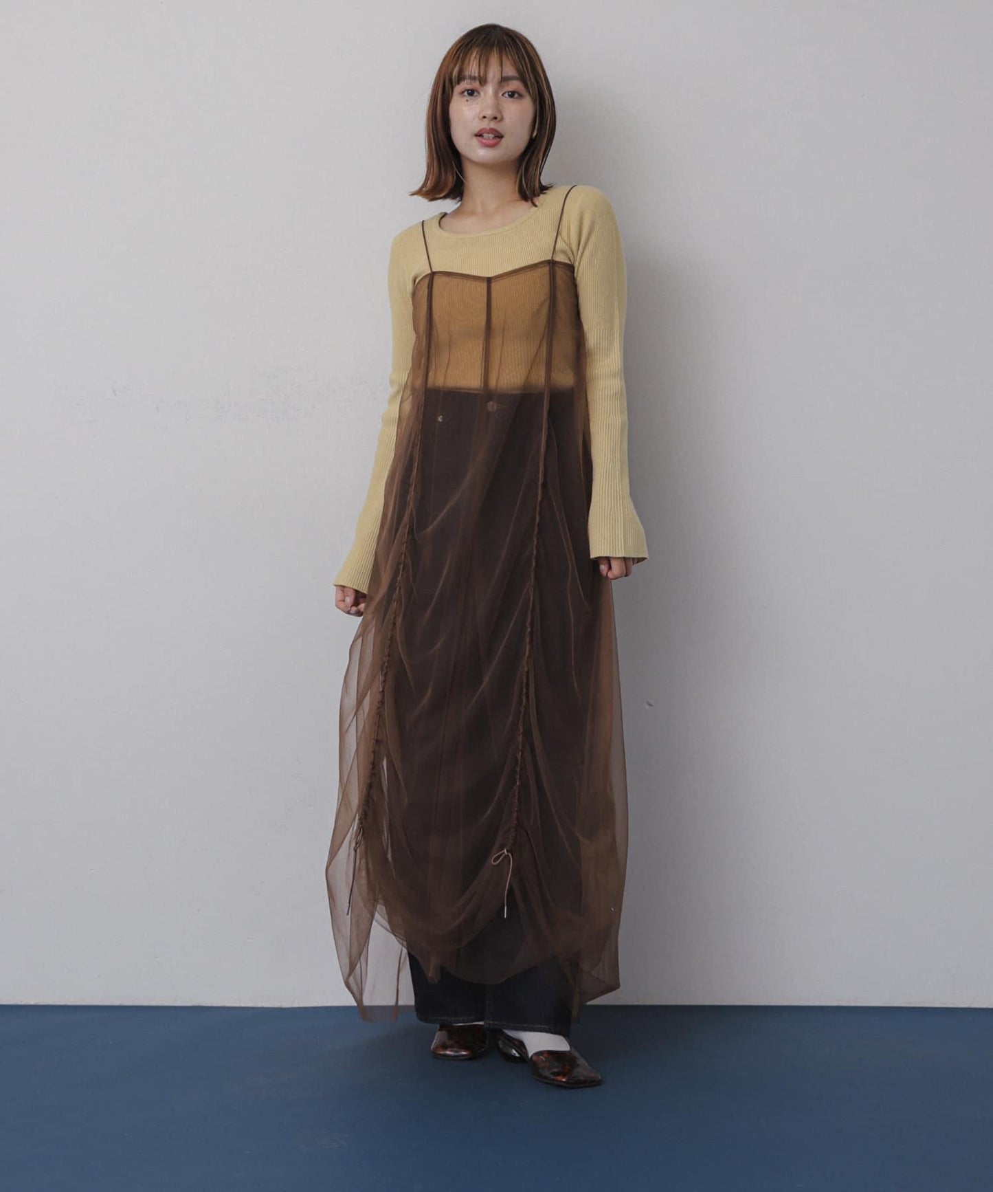 網紗疊層吊帶連衣裙