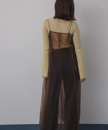 網紗疊層吊帶連衣裙