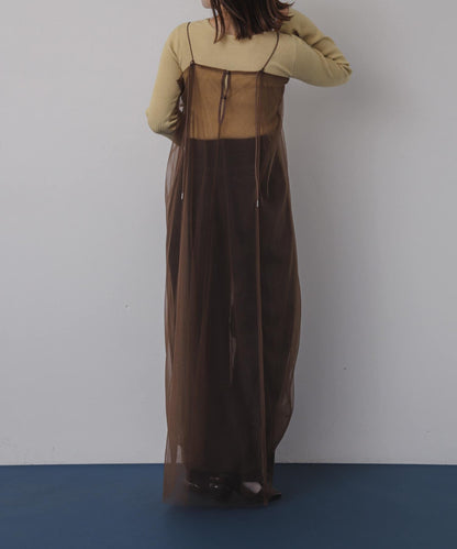 網紗疊層吊帶連衣裙