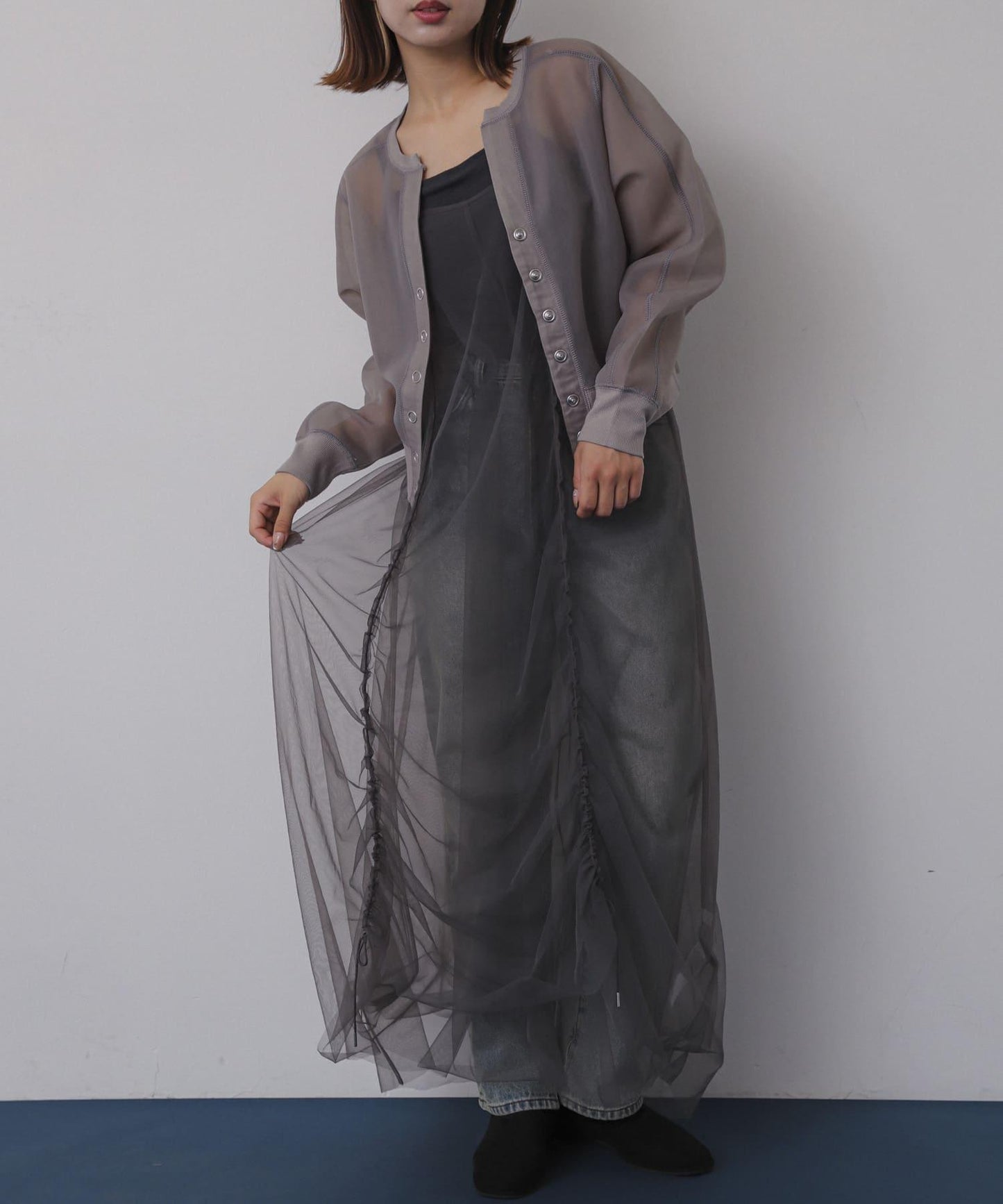 網紗疊層吊帶連衣裙