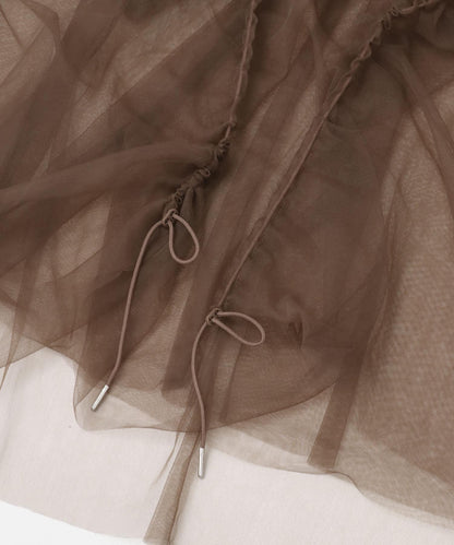 網紗疊層吊帶連衣裙