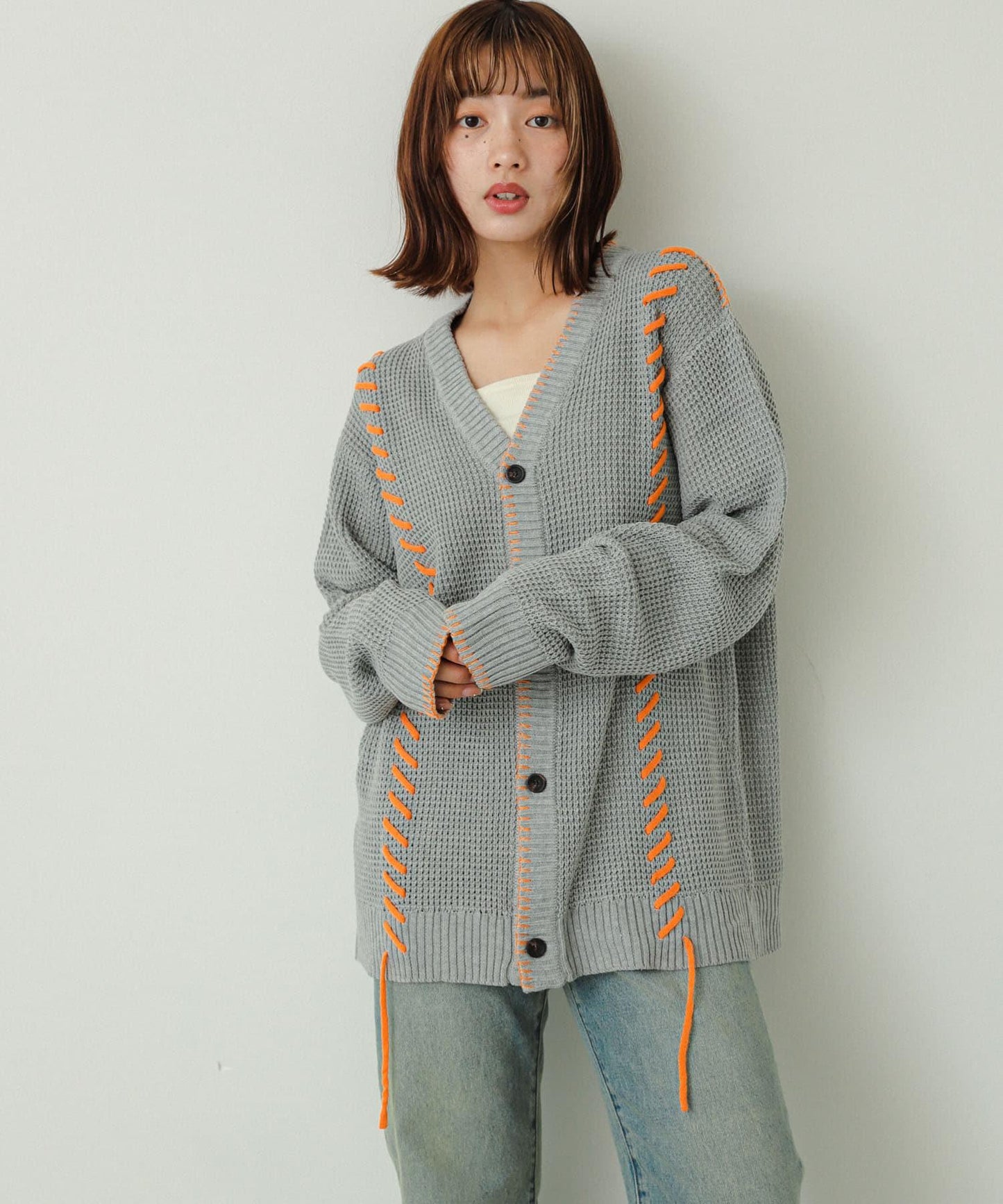 中性款毛毯縫線開衫