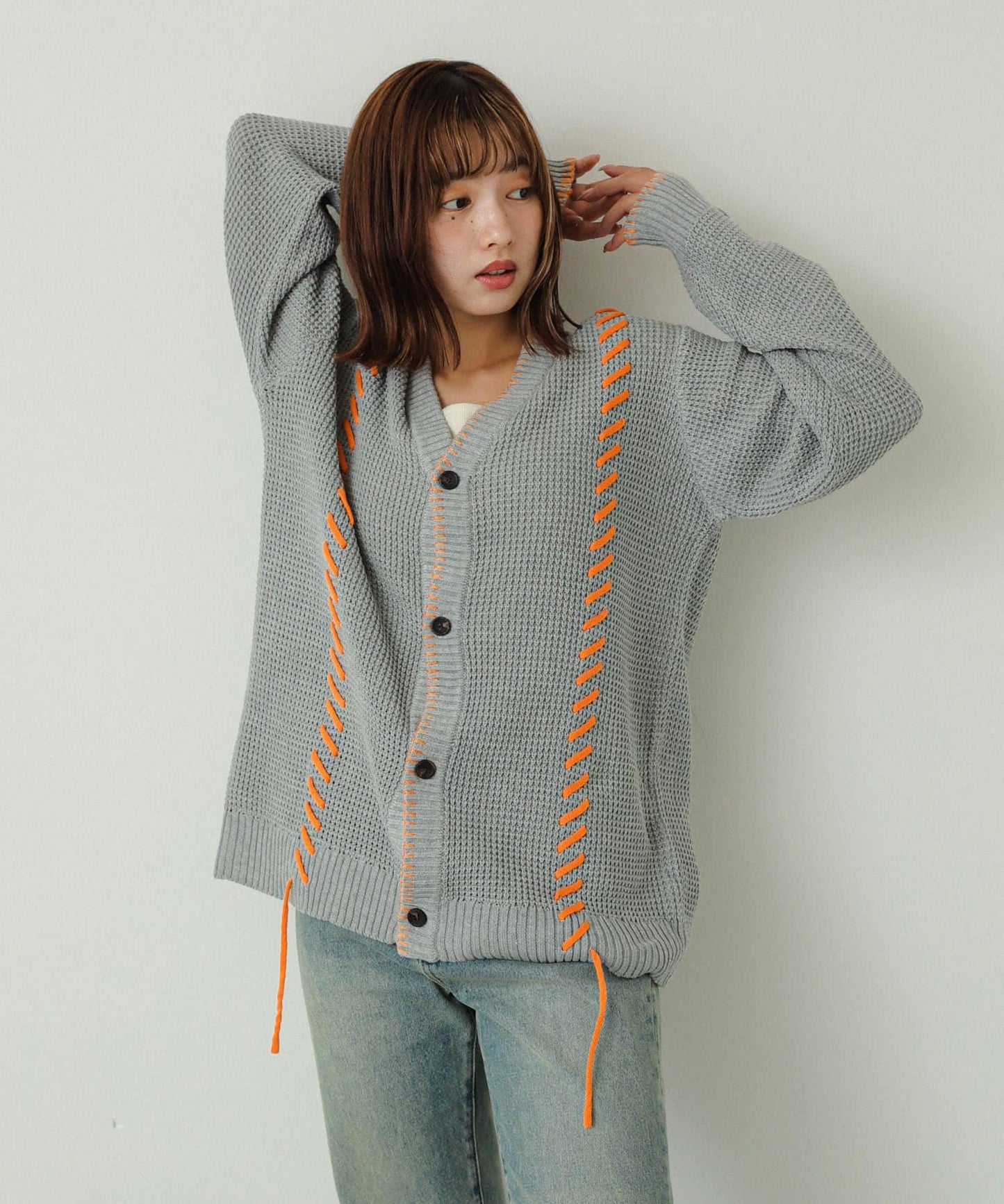 中性款毛毯縫線開衫