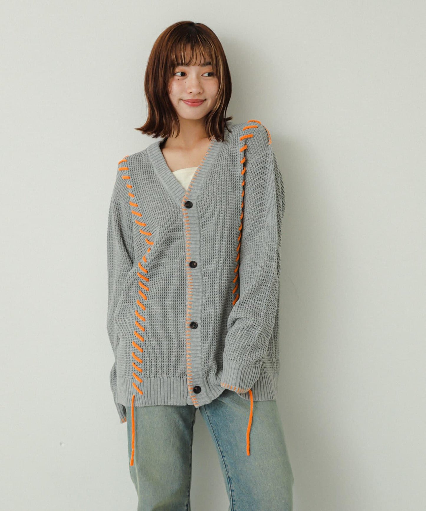 中性款毛毯縫線開衫