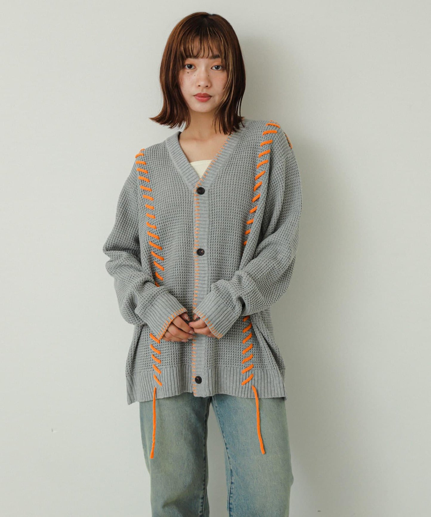 中性款毛毯縫線開衫