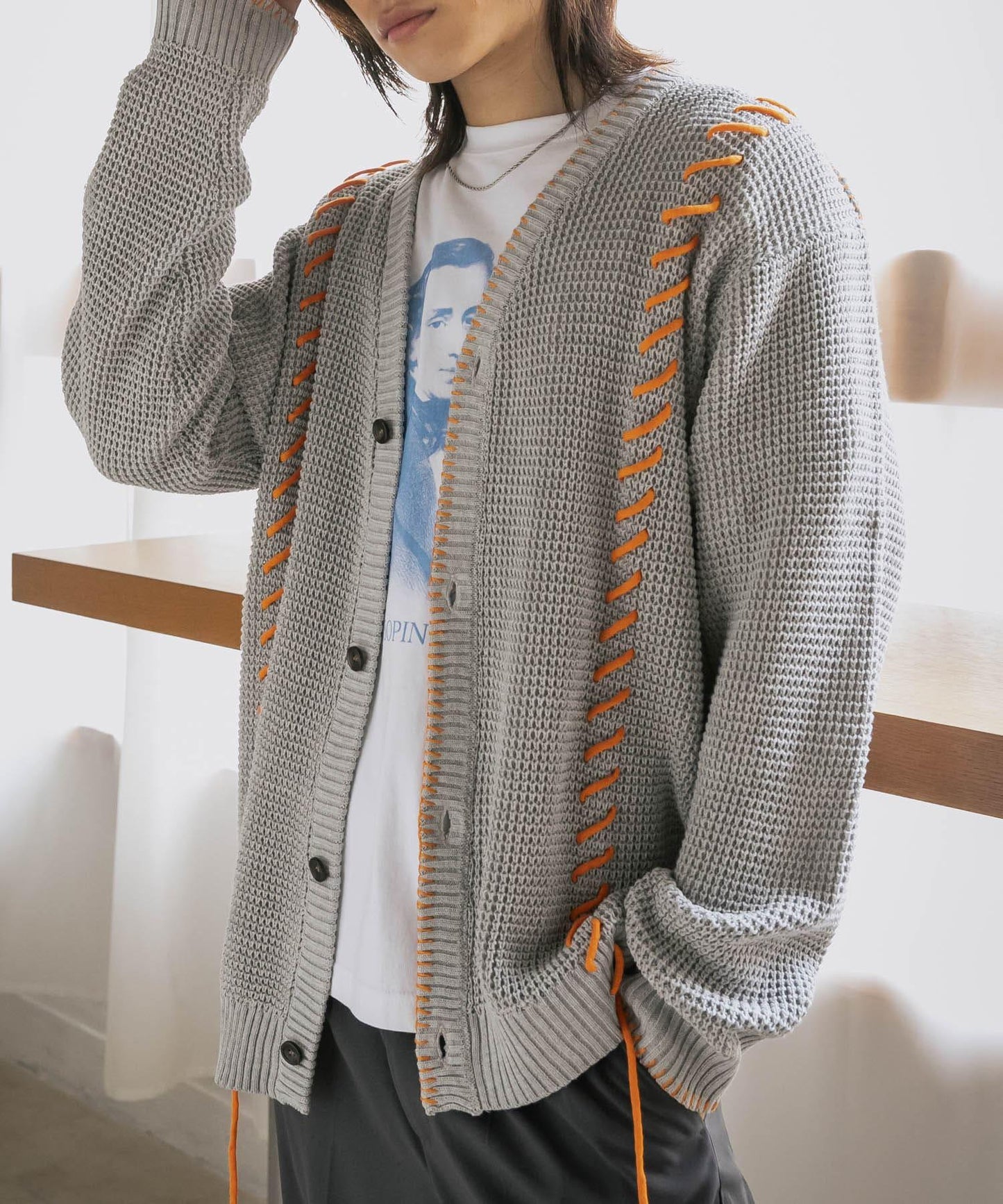 中性款毛毯縫線開衫