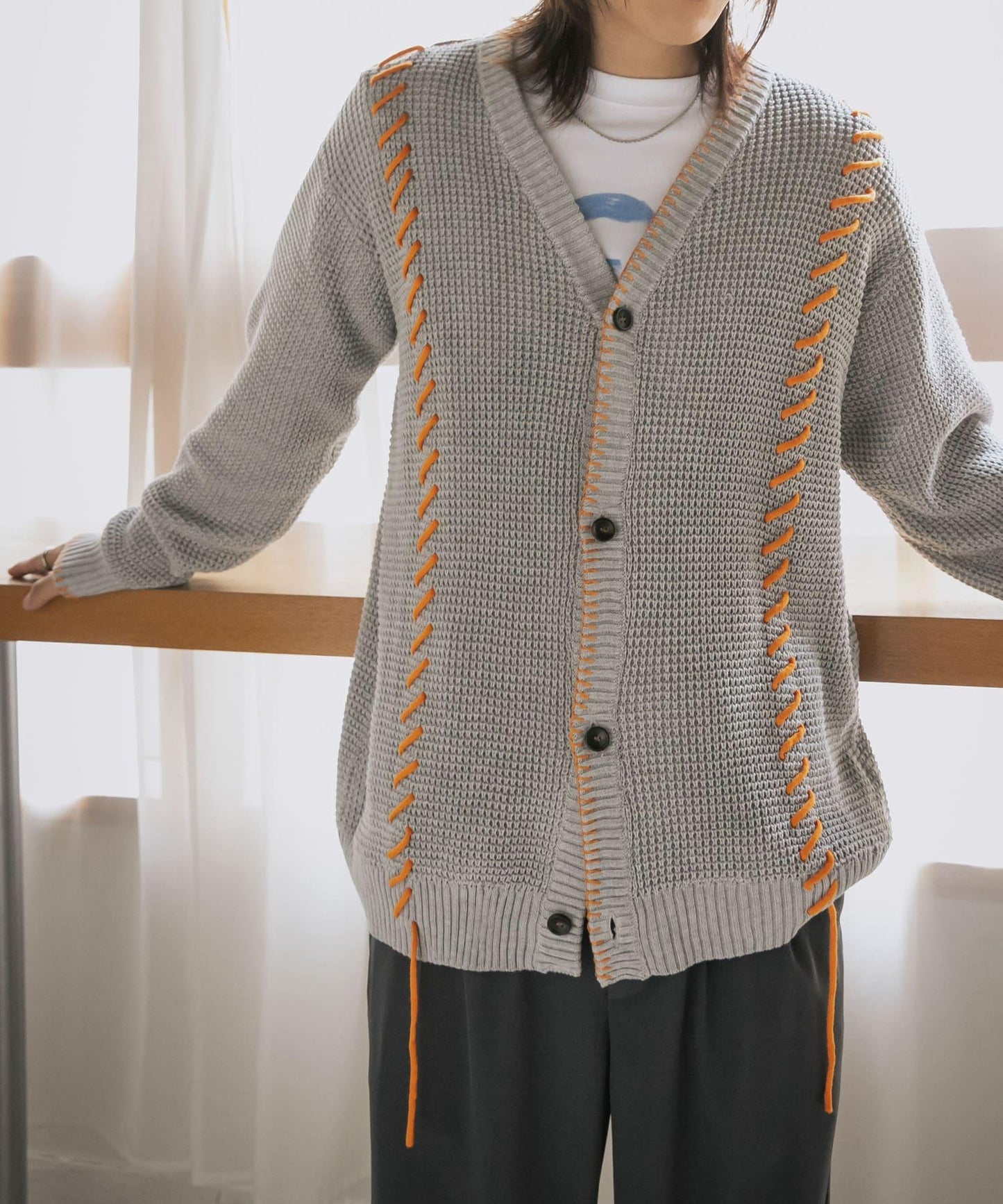 中性款毛毯縫線開衫