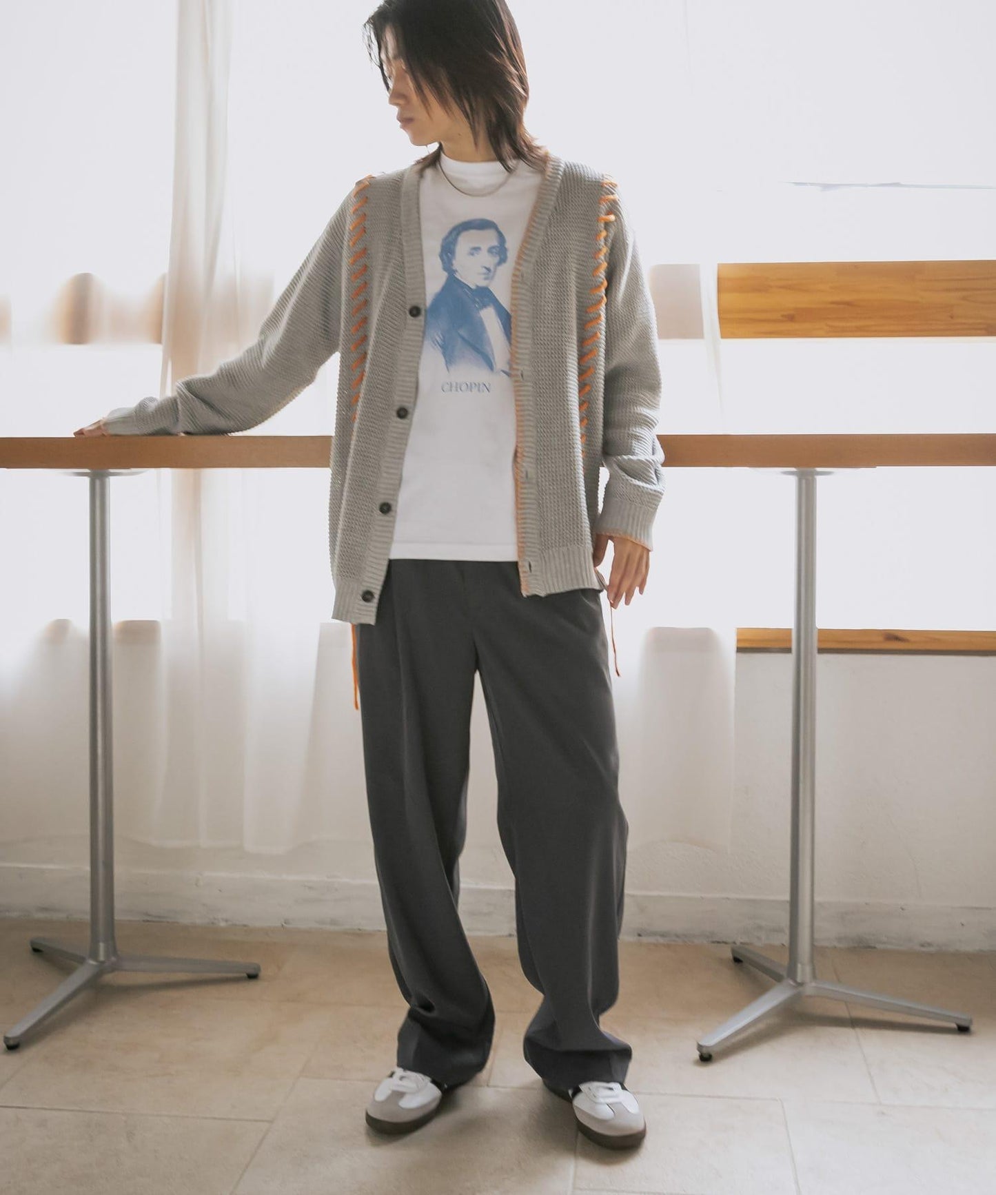 中性款毛毯縫線開衫