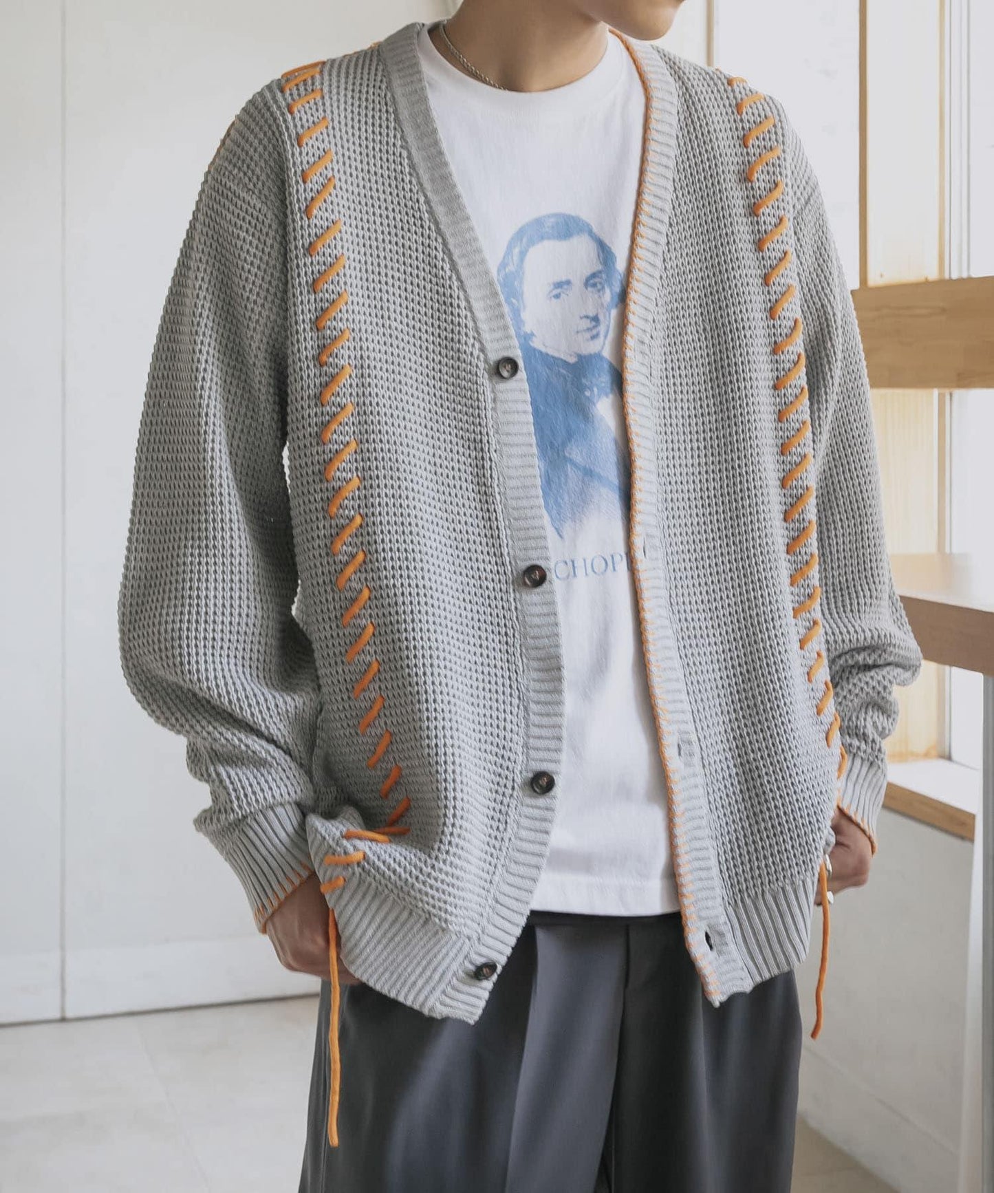 中性款毛毯縫線開衫