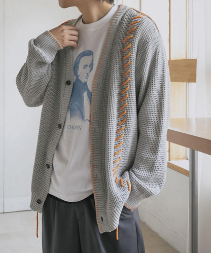 中性款毛毯縫線開衫
