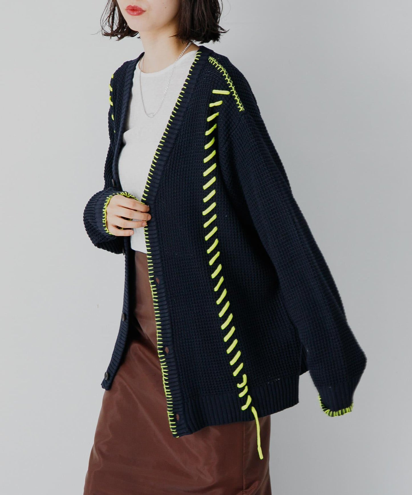 中性款毛毯縫線開衫