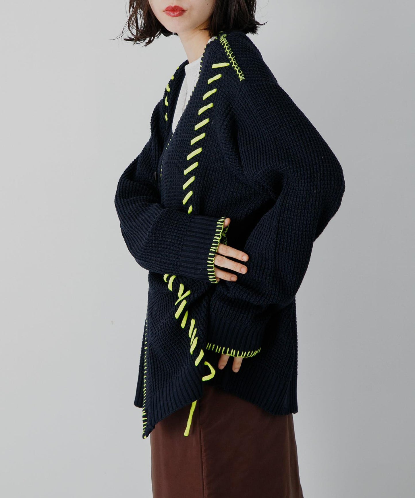 中性款毛毯縫線開衫