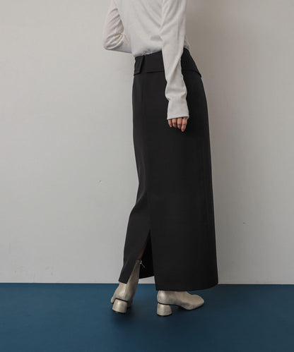 不對稱翻邊鉛筆裙