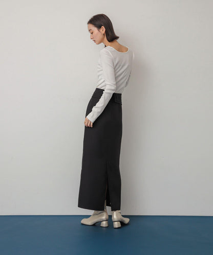 不對稱翻邊鉛筆裙