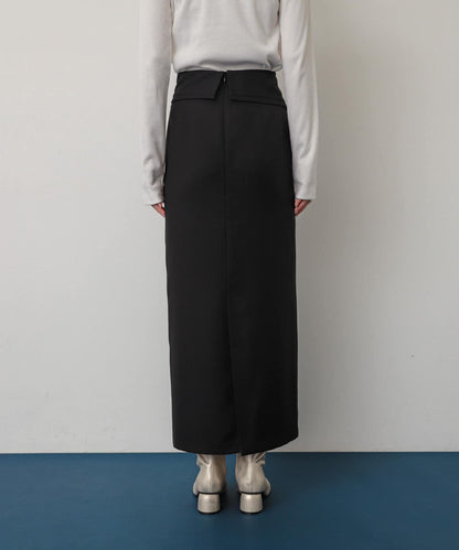 不對稱翻邊鉛筆裙