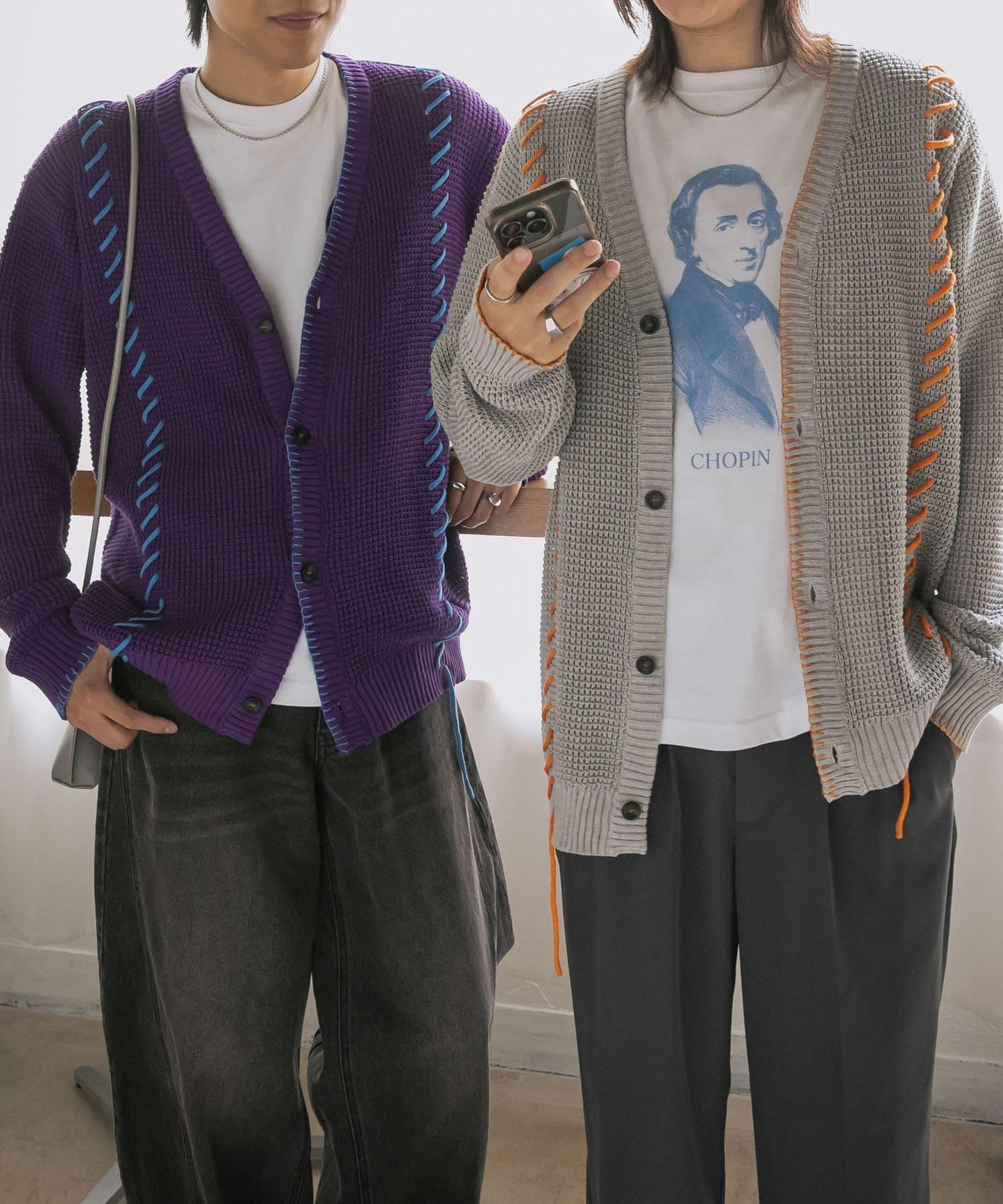 中性款毛毯縫線開衫