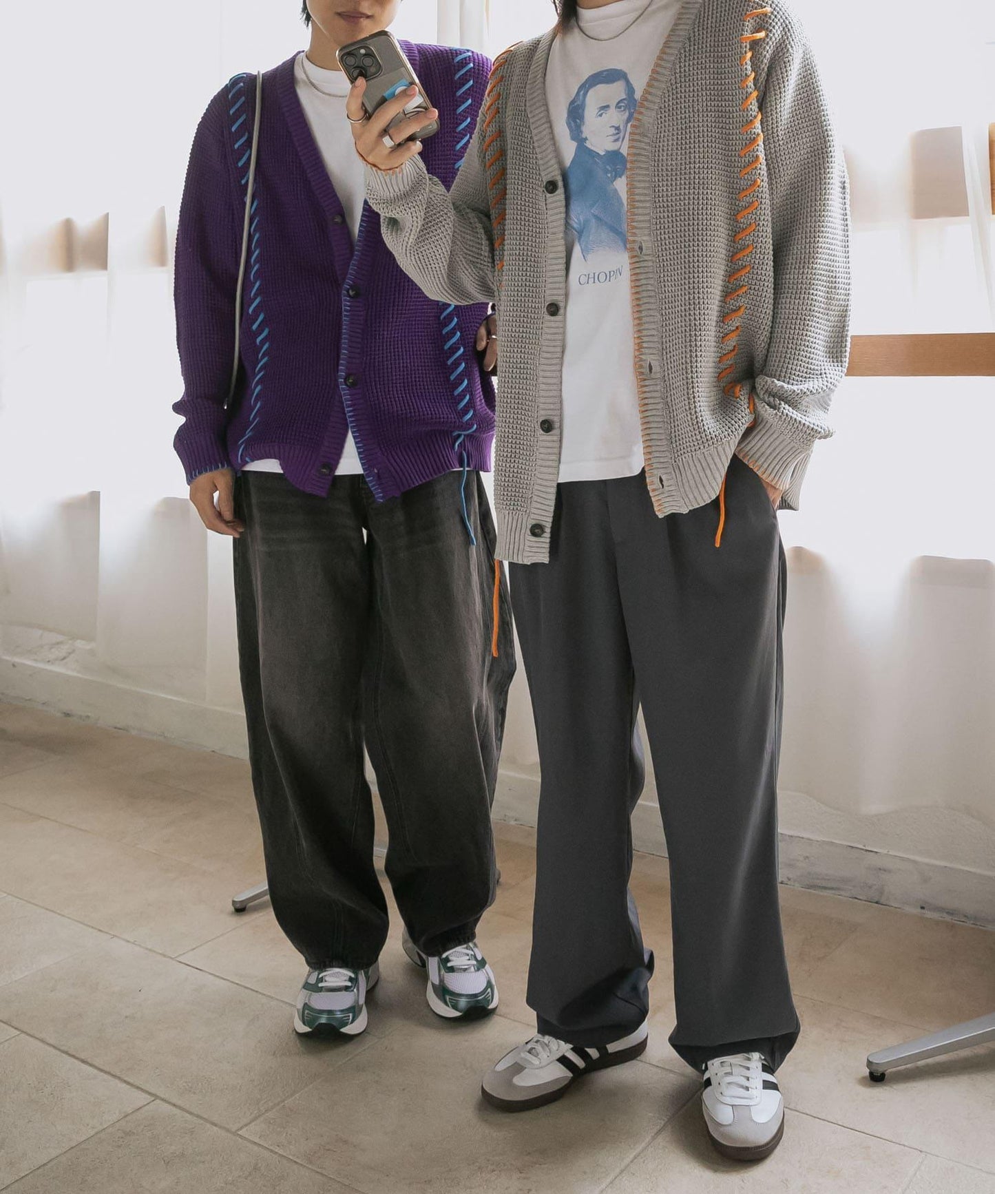 中性款毛毯縫線開衫