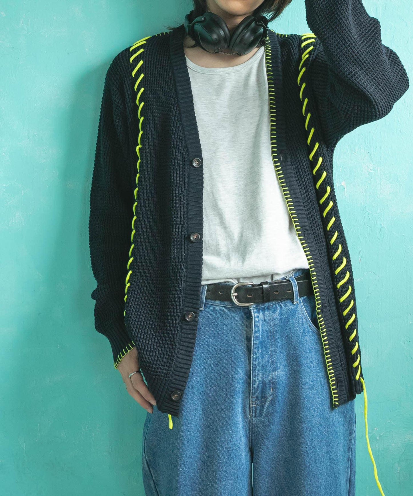 中性款毛毯縫線開衫