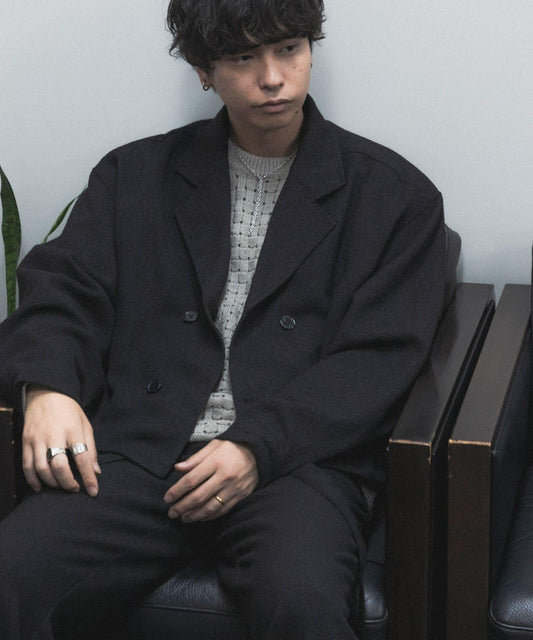 『わたべ×SOP』『套裝可搭配』粗花呢雙排扣短款西裝夾克