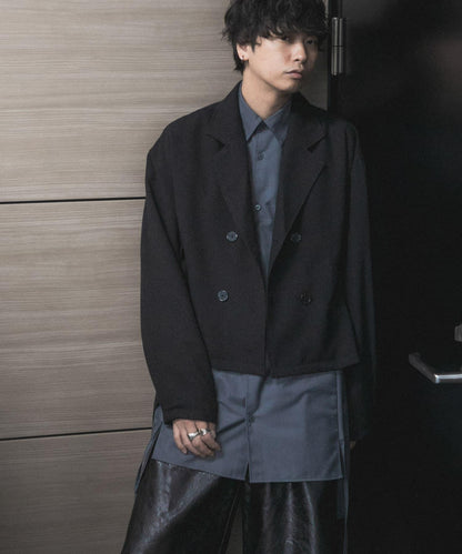 『わたべ×SOP』『套裝可搭配』粗花呢雙排扣短款西裝夾克