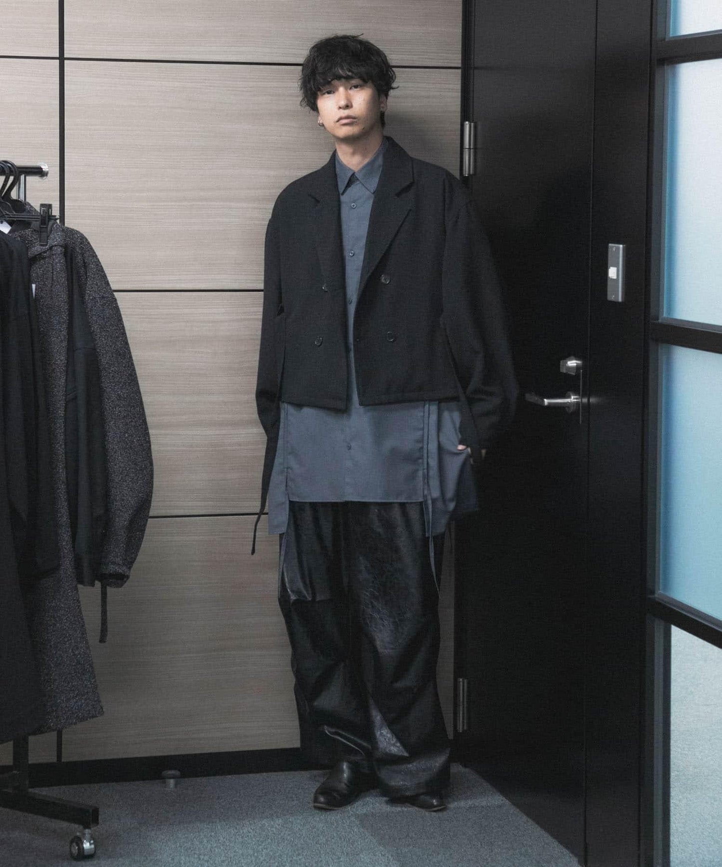 『わたべ×SOP』『套裝可搭配』粗花呢雙排扣短款西裝夾克