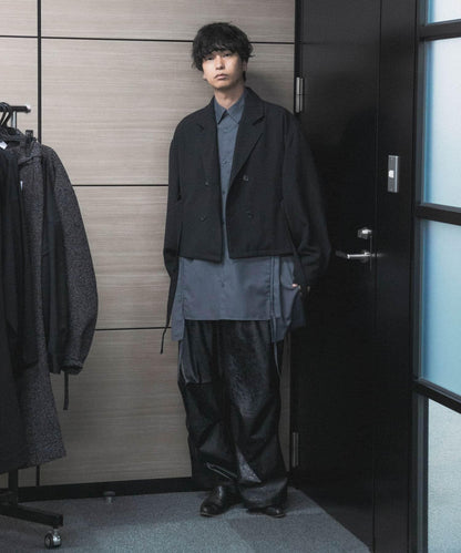 『わたべ×SOP』『套裝可搭配』粗花呢雙排扣短款西裝夾克