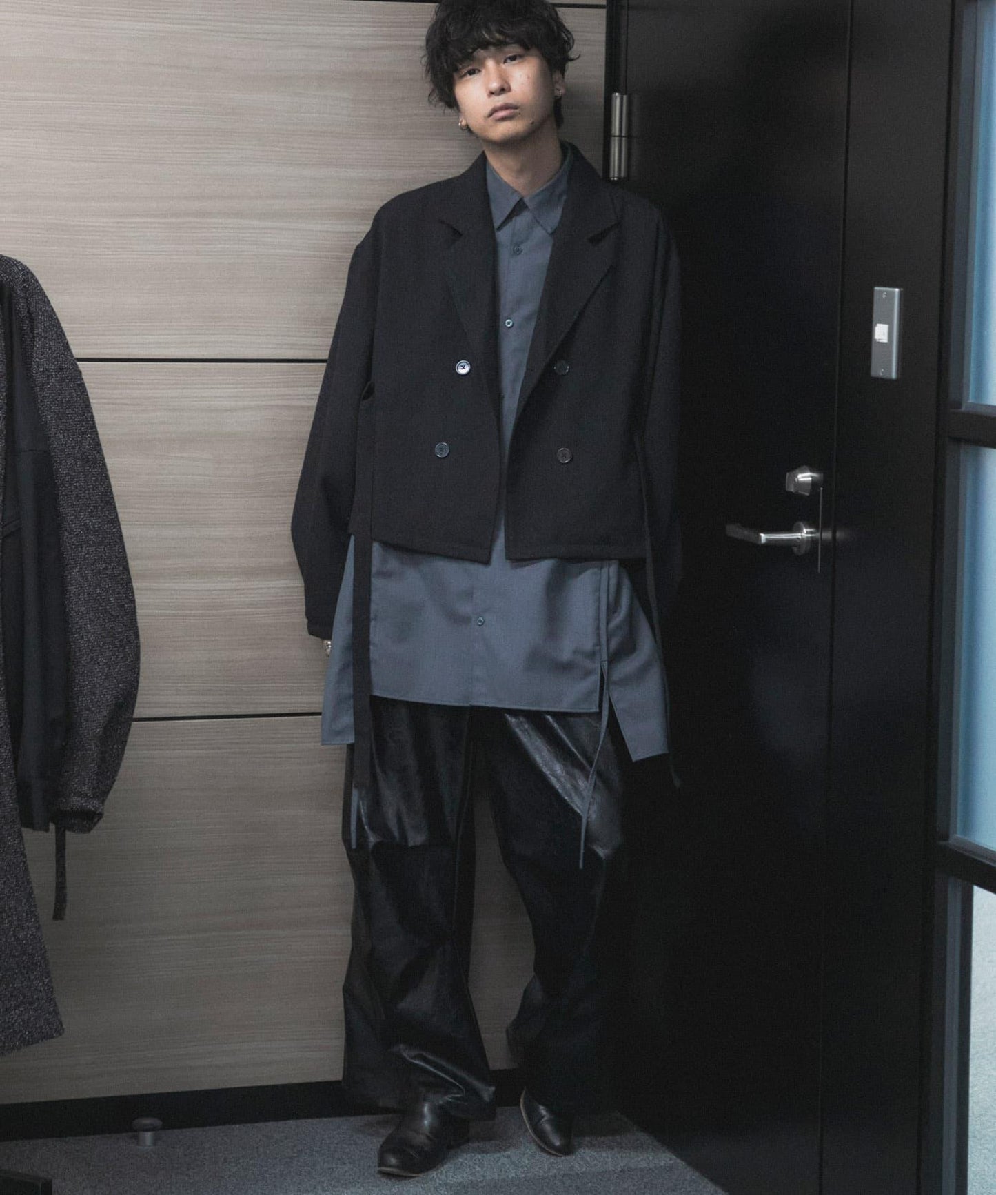 『わたべ×SOP』『套裝可搭配』粗花呢雙排扣短款西裝夾克