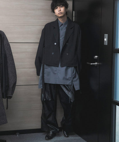 『わたべ×SOP』『套裝可搭配』粗花呢雙排扣短款西裝夾克