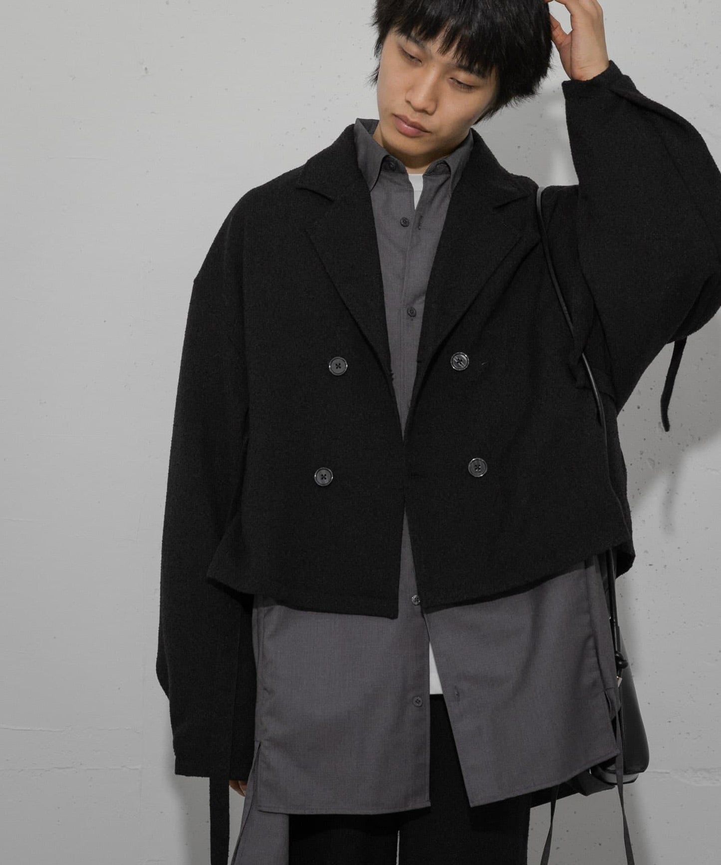 『わたべ×SOP』『套裝可搭配』粗花呢雙排扣短款西裝夾克