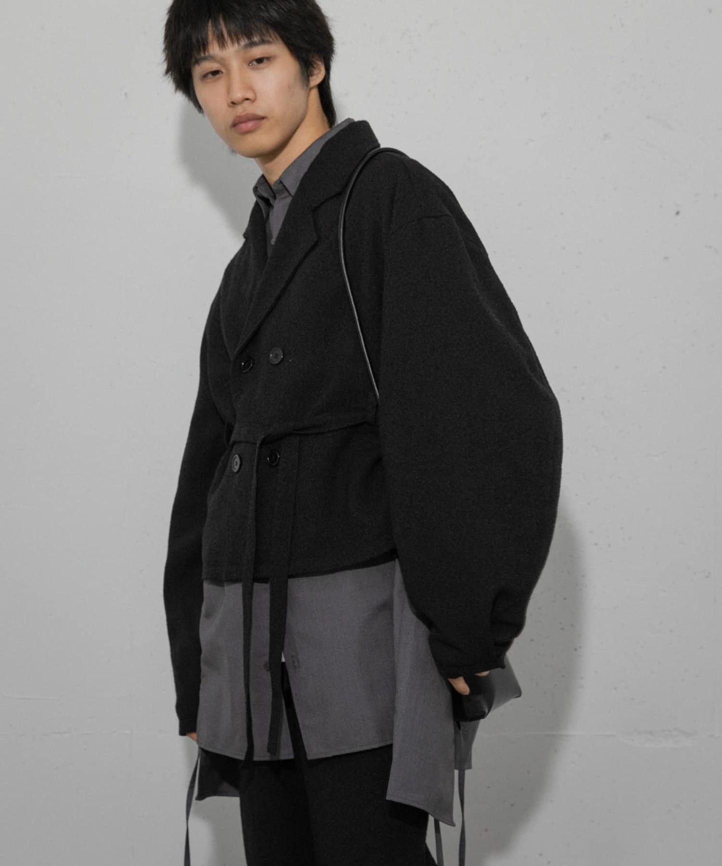 『わたべ×SOP』『套裝可搭配』粗花呢雙排扣短款西裝夾克