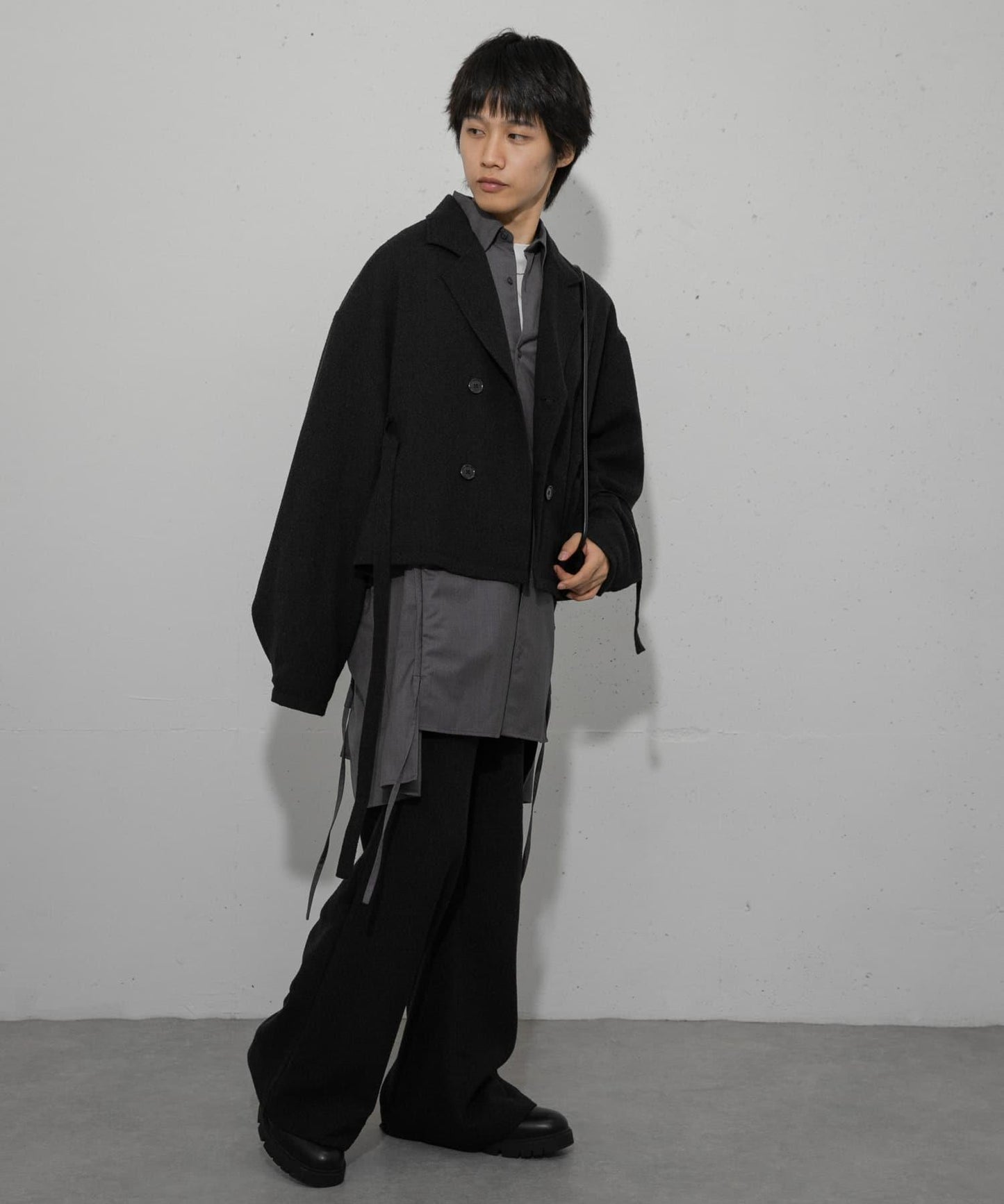 『わたべ×SOP』『套裝可搭配』粗花呢雙排扣短款西裝夾克