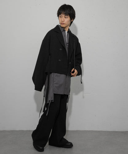 『わたべ×SOP』『套裝可搭配』粗花呢雙排扣短款西裝夾克