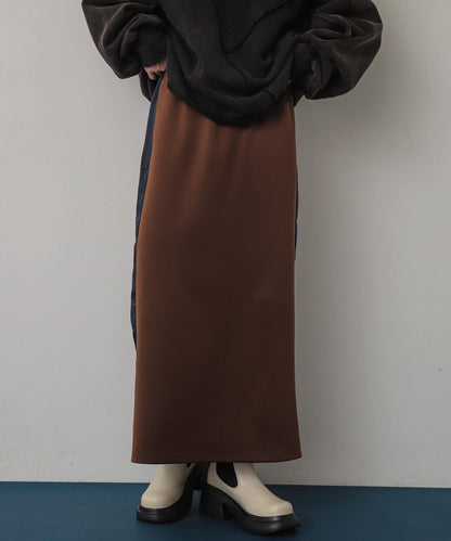 緞面拼接線條半身裙