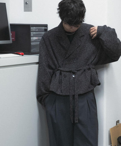 『わたべ×SOP』『套裝可搭配』粗花呢雙排扣短款西裝夾克