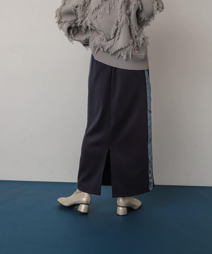 緞面拼接線條半身裙