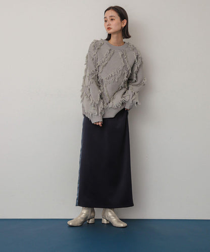 緞面拼接線條半身裙